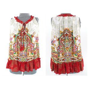 Bila Boho Peasant Sleeveless Blouse S